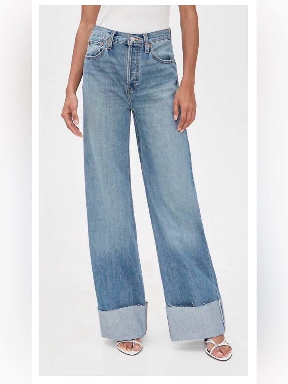 Re/Done High Rise Cuff in Biker Blue sz 27